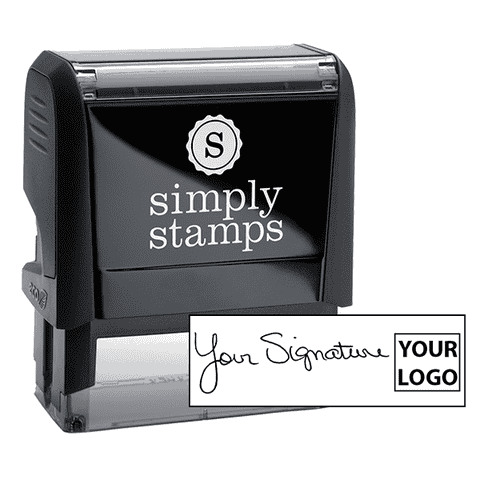 Large Right Logo Signature Stamp with 0.775" x 2.275" Impression Size