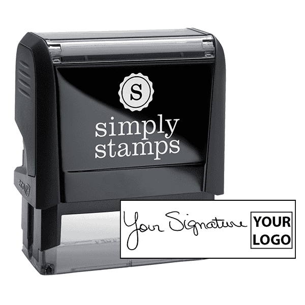 Large Right Logo Signature Stamp with 0.775" x 2.275" Impression Size