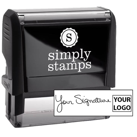 Extra Large Right Logo Signature Stamp with 1" x 2.65" Impression Size