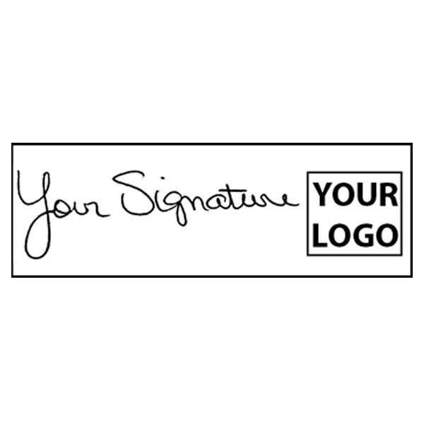 Extra Large Right Logo Signature Stamp with 1" x 2.65" Impression Size