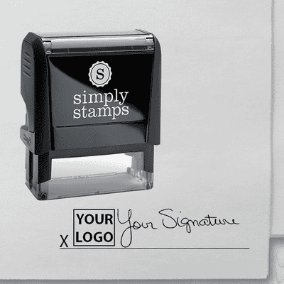 Medium Signature Logo Stamp with 0.65" x 1.8" Impression Size - alternate view