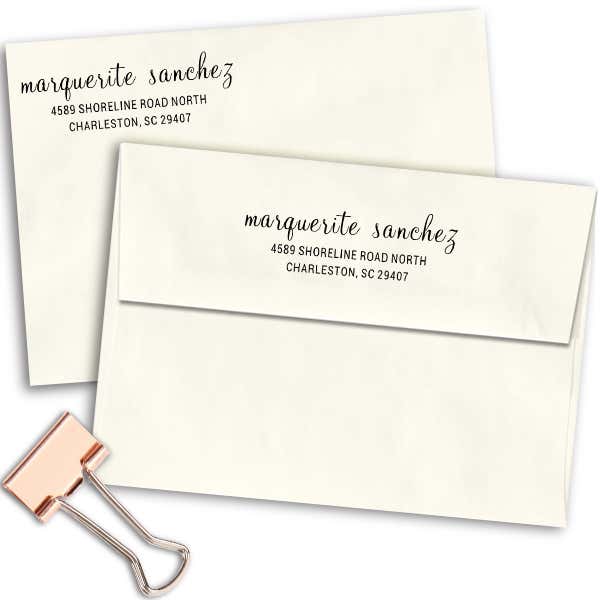 Sanchez Handwritten Address Stamp Imprint Examples on Envelopes
