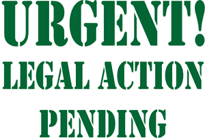 URGENT! Legal Action Stamp in green ink