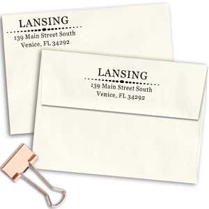Lansing Deco Oval Circles Address Stamp Imprint Examples on Envelopes