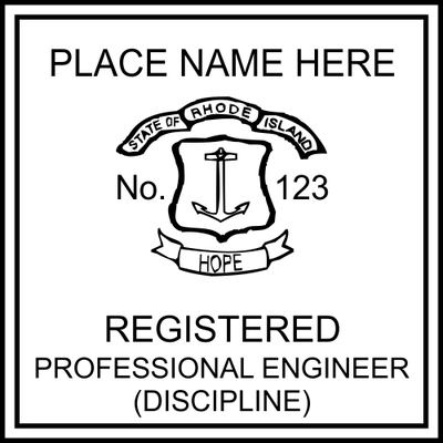 State of Rhode Island Professional Engineer Seal - alternate view