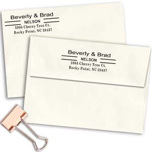 Double Line Last Name Address Stamp Imprint Examples on Envelopes