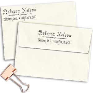 Nelson Deco Return Address Stamp Imprint Examples on Envelopes
