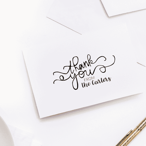 Custom Swirls Thank You Stamp Imprint Example