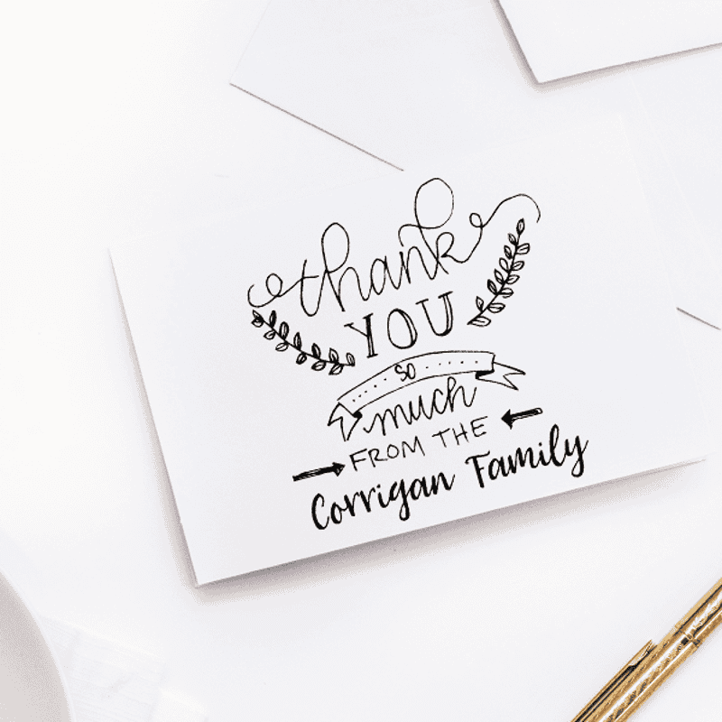 Banner Laurel Thank You Stamp Imprint Example