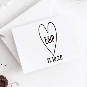 Custom Save the Date Heart Stamp Imprint Example