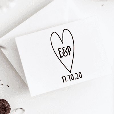 Custom Save the Date Heart Stamp - alternate view