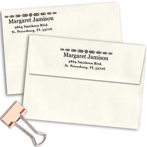 Jamison Single Flower Deco Address Stamp Imprint Examples on Envelopes