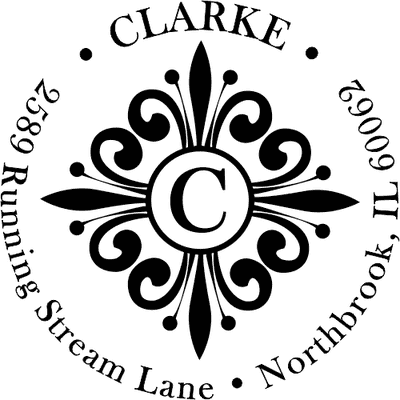 Clarke Deco Monogram Round Address Stamp