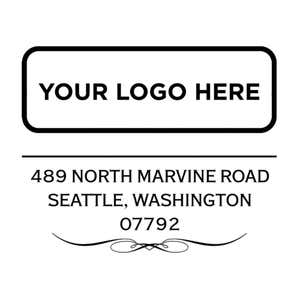 Close-up of the stamped logo impression on a white background