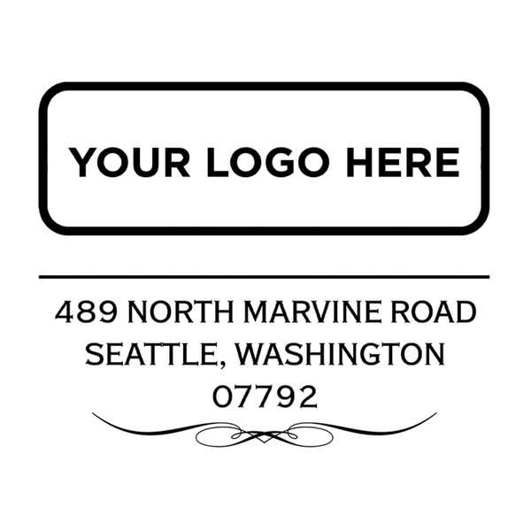 Close-up of the stamped logo impression on a white background