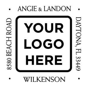 Close-up of the stamped logo impression on a white background