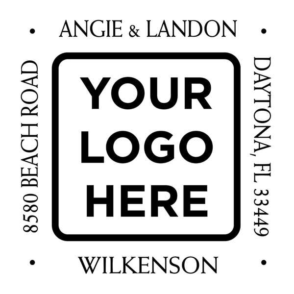Close-up of the stamped logo impression on a white background