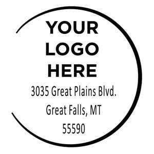Close-up of the stamped logo impression on a white background