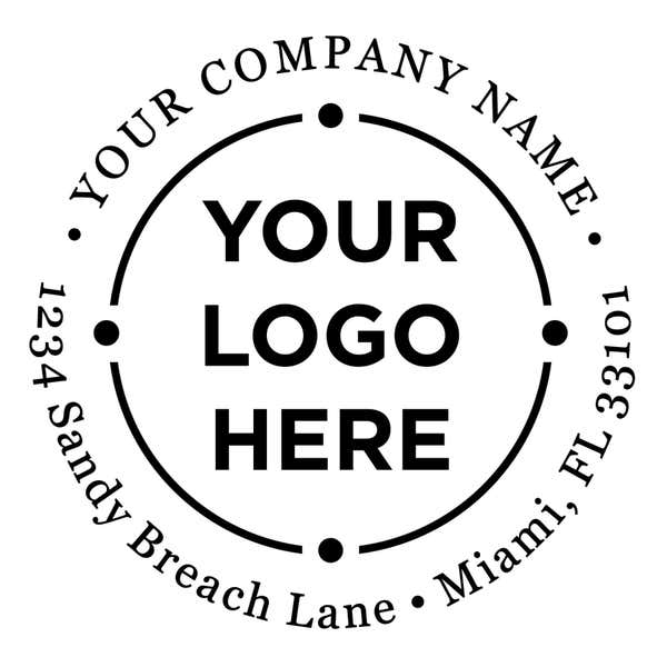 Close-up of the stamped logo impression on a white background