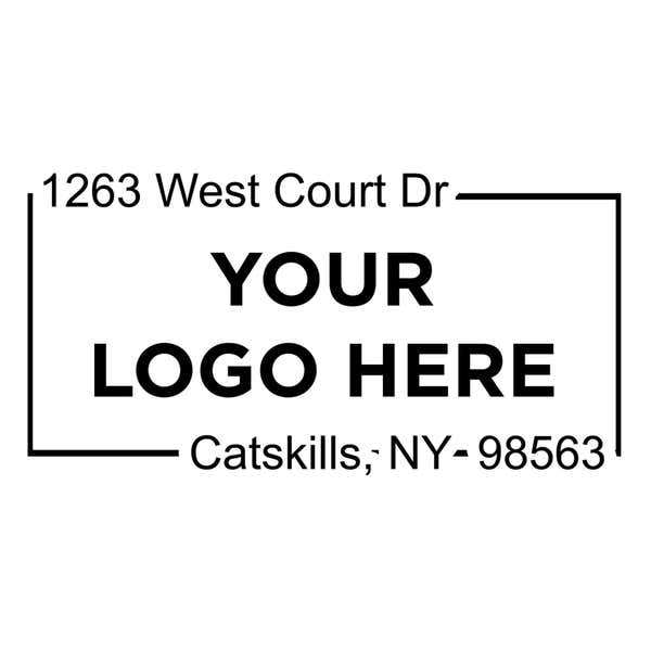 Close-up of the stamped logo impression on a white background