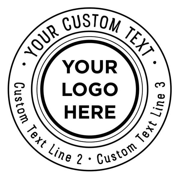 Close-up of the stamped logo impression on a white background
