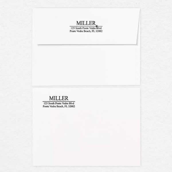 Front and back of envelope of the Last Name Address Stamp