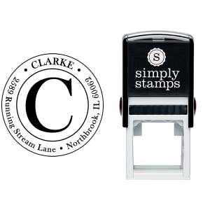 Clarke Large Initial Round Address Stamp Body and Imprint
