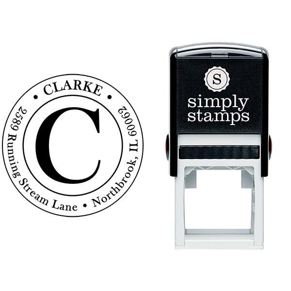 Clarke Large Initial Round Address Stamp Body and Imprint