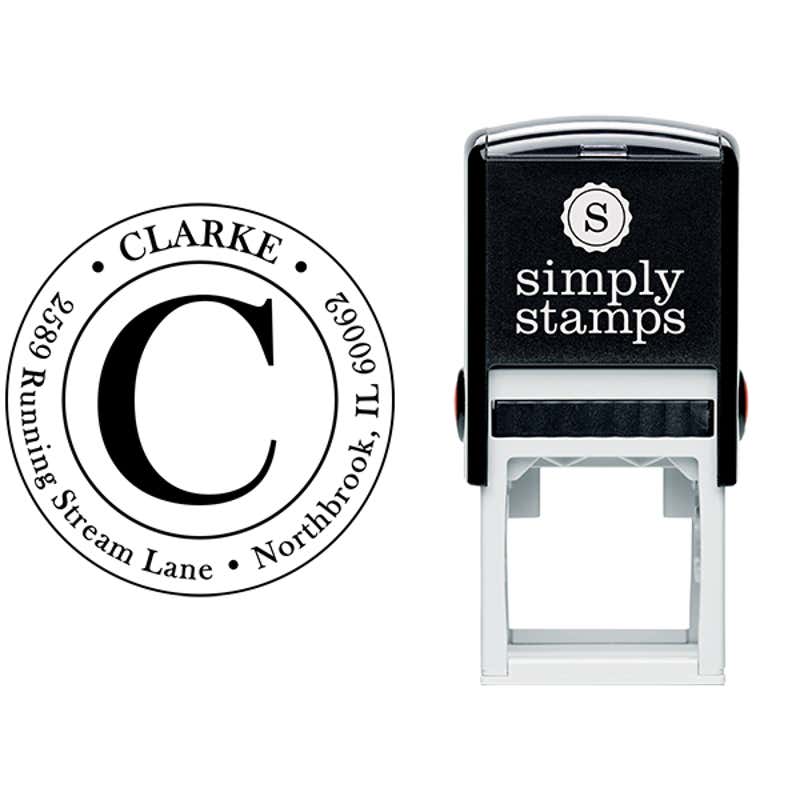 Clarke Large Initial Round Address Stamp Body and Imprint