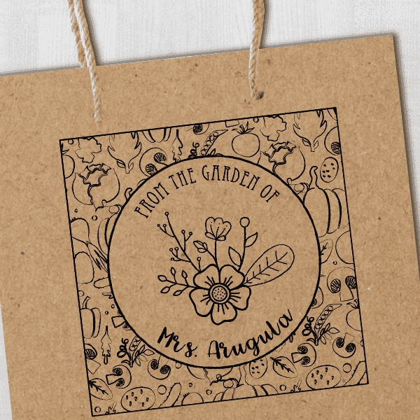 Arugula Round Pattern Garden Stamp Imprint Example