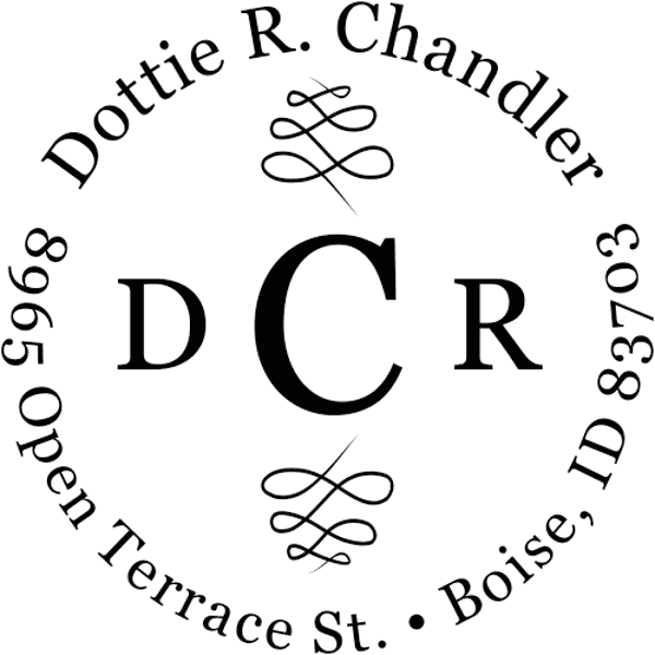 Chandler 3 Letter Monogram Round Address Stamp