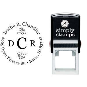 Chandler 3 Letter Monogram Round Address Stamp Body and Imprint