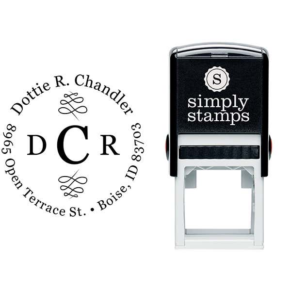 Chandler 3 Letter Monogram Round Address Stamp Body and Imprint