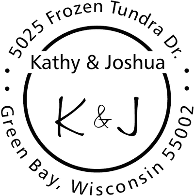First Names Initials Round Address Stamp