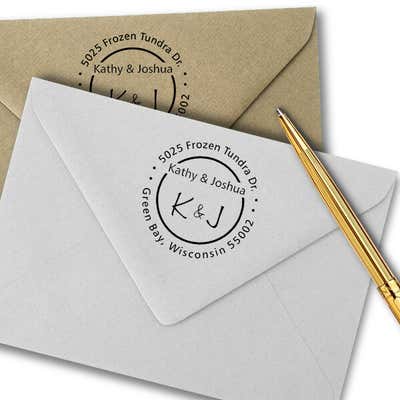 First Names Initials Round Address Stamp - alternate view