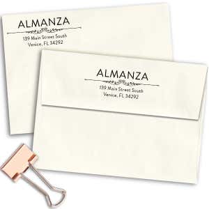 Almanza Deco Rubber Address Stamp Imprint Examples on Envelopes