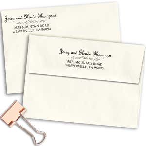 Thompson Heart Deco Rubber Address Stamp Imprint Examples on Envelopes