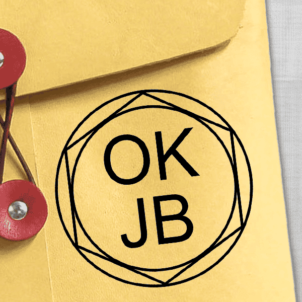 OK Initial Fancy Inspection Stamp Imprint Example