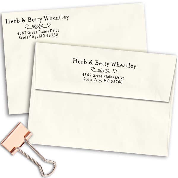 Wheatley Deco Address Stamp Imprint Examples on Envelopes