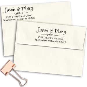 Couples Vintage Deco Address Stamp Imprint Examples on Envelopes