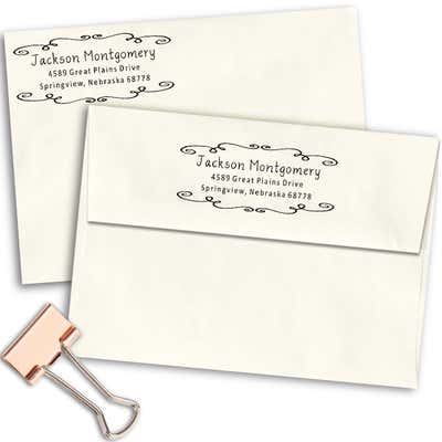 Montgomery Curly Deco Border Address Stamp - alternate view
