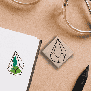 Teardrop Terrarium Stamp Lifestyle Photo and Imprint Example