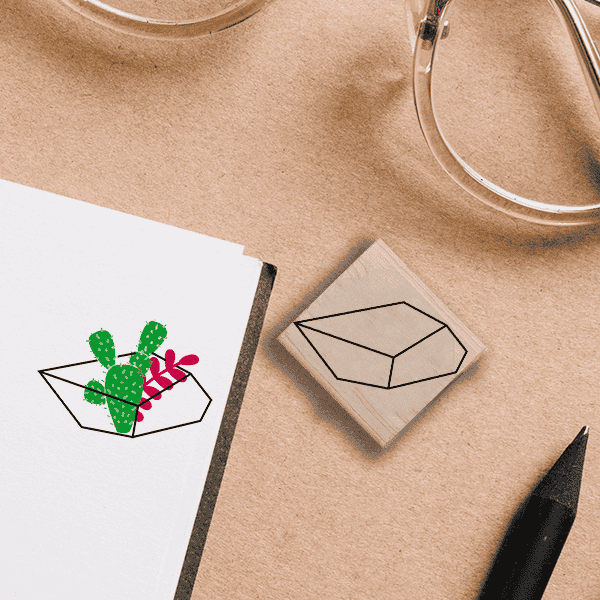 Polygon Terrarium Stamp Lifestyle Photo and Imprint Example