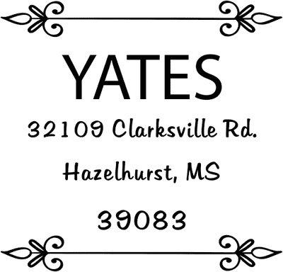 Yates Vintage Deco Square Address Stamp