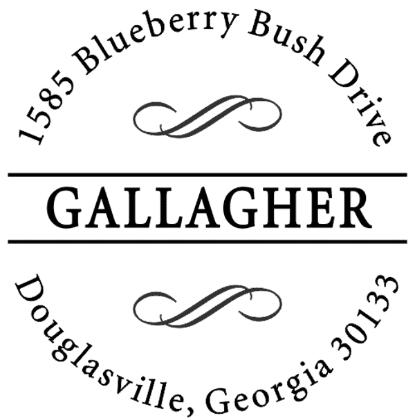 Gallagher Swirly Deco Return Address Stamp