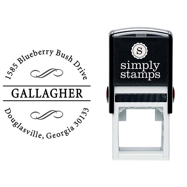 Gallagher Swirly Deco Address Stamp Body and Imprint