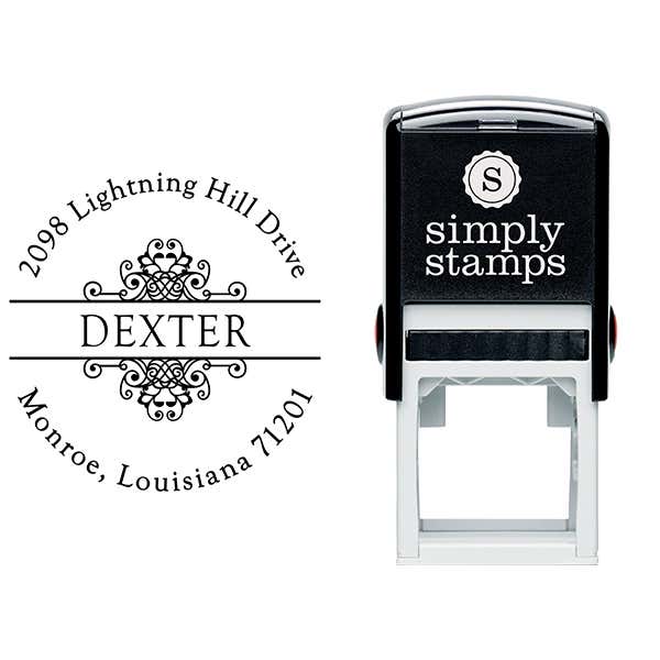 Dexter Vintage Deco Address Stamp Body and Imprint