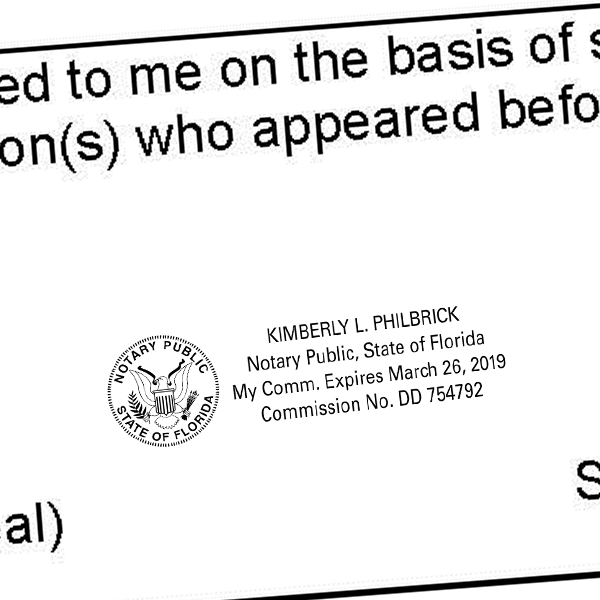 Florida Notary Public Great Seal Rectangular Design Imprint Example