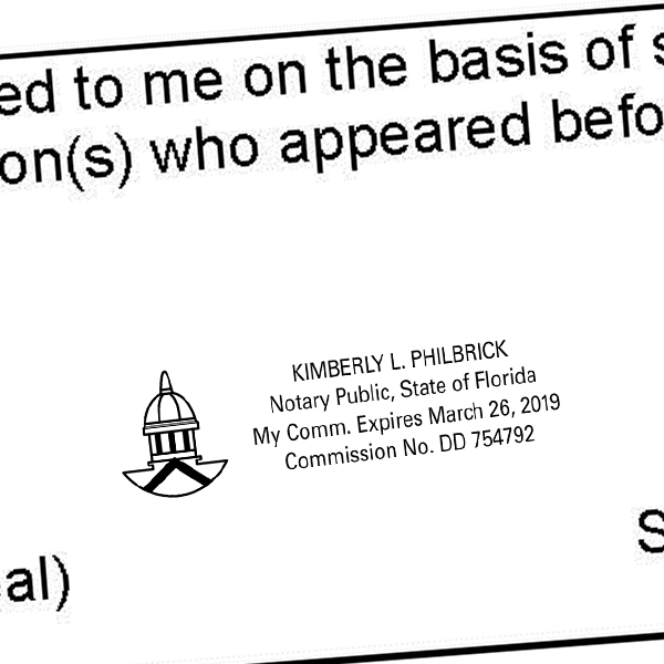 Florida Notary Public Seal Capitol Symbol Imprint Example