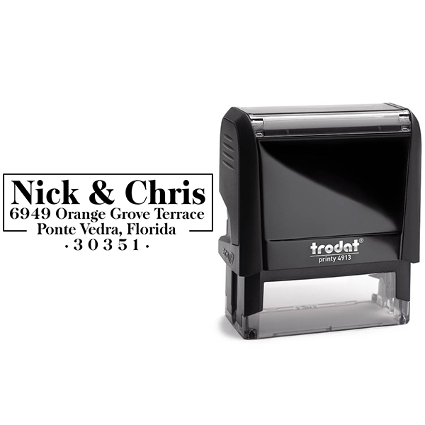 Orange Grove Couple's Address Stamp Body and Design